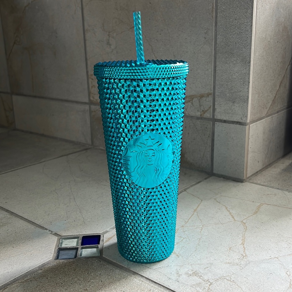 Starbucks Summer 2023 Blue Chrome Studded Cold Cup
